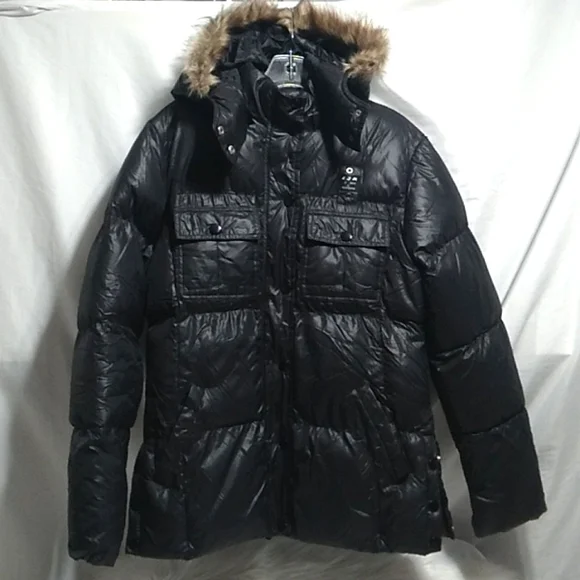 RARE! LJR JR Puffer Coat Zip/Snap Button Closure Sz.L - Picture 1 of 15